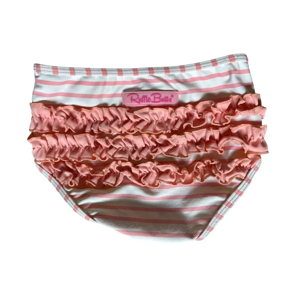 Ruffle Butts Girls Two-piece 2pc Swimsuit Rashguard in Floral and Stripe Size 4T